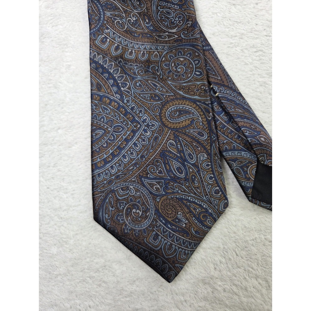 Mark Alexander Paisley Tie Brown Blue Classic Wide Necktie Business Wedding